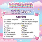 Maleta Pintura Estojo Infantil 208 Peças Coloridas Unicórnio