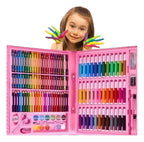 Estojo Maleta Pintura 150 Peças Infantil Canetinha Giz Lápis Divertir Pintar Estojo completo Maleta Pintura 150 Peças Mundo Dos Unicórnios Material Escola Estúdio Grande Colorir Desenho Kizumba