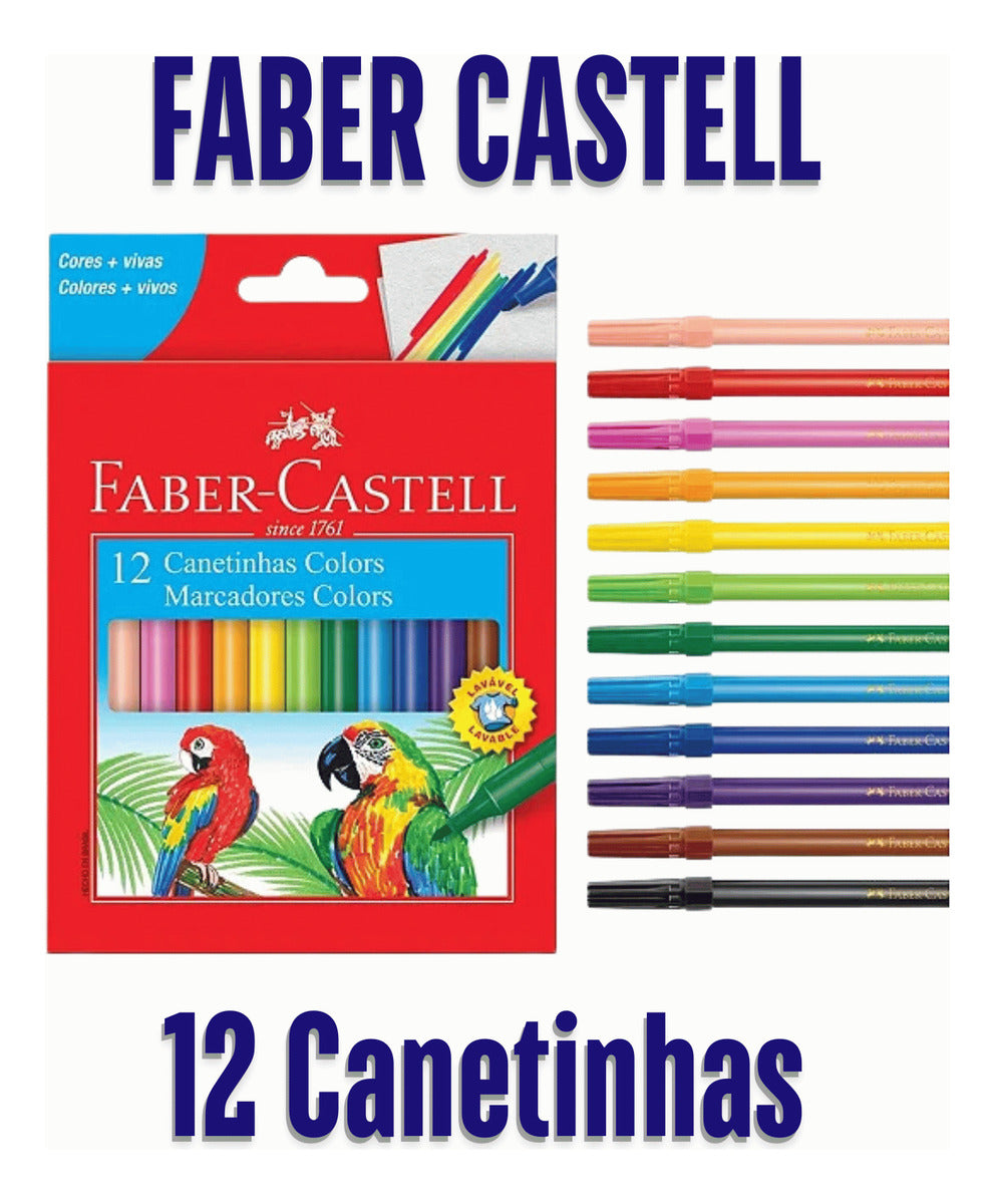Kit Escolar Faber-castell 24 Lápis + 12 Canetinhas