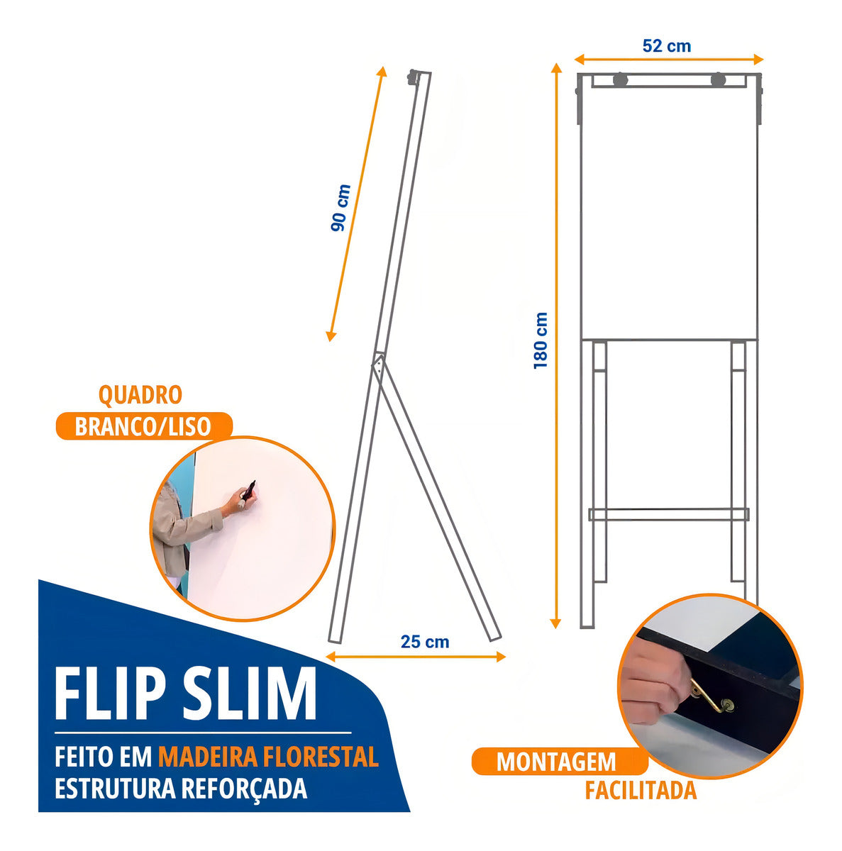 Cavalete Flip Chart Stalo Madeira Branco 1.75m com Pregadores