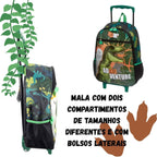 Kit Escolar Infantil Mala Lancheira Estojo Dinossauro T-rex