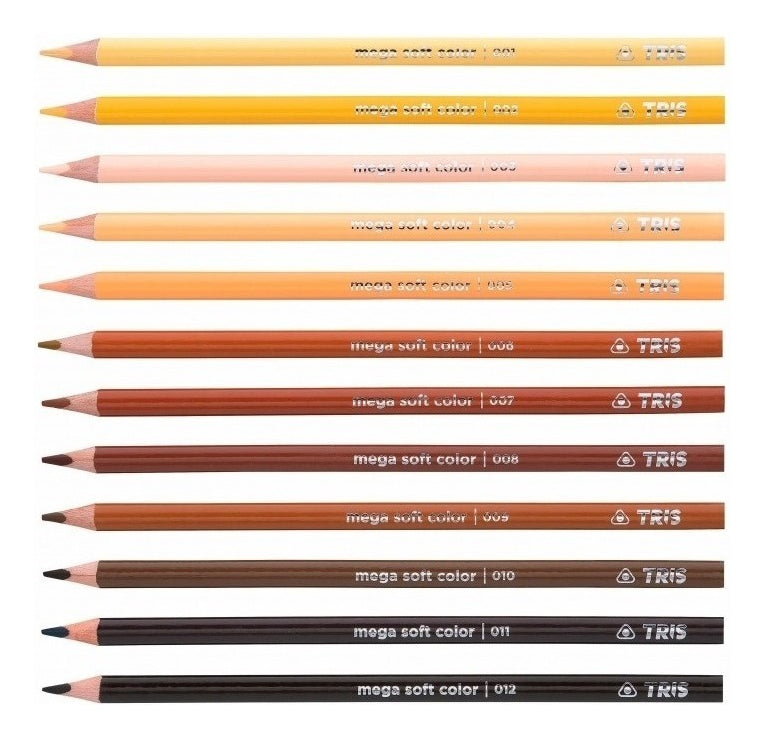 Lápis de Cor Tris Mega Soft Color Tons de Pele Kit 12 Cores