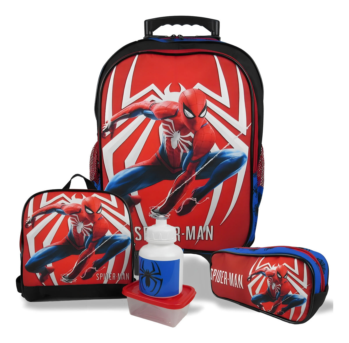 Mochila Escolar Rodinhas SM Homem Aranha Azul 20L Meninos