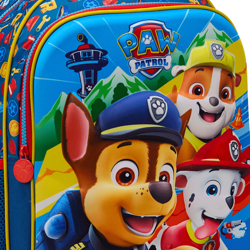 Mochila Escolar Costas Xeryus 16 Patrulha Canina Paw Patrol Alto Relevo Chase Rubble Marshall Azul - Infantil