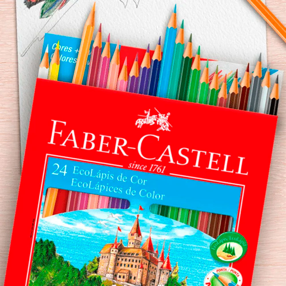 Lápis De Cor Faber Castell Escolar 24 Cores Ponta Max