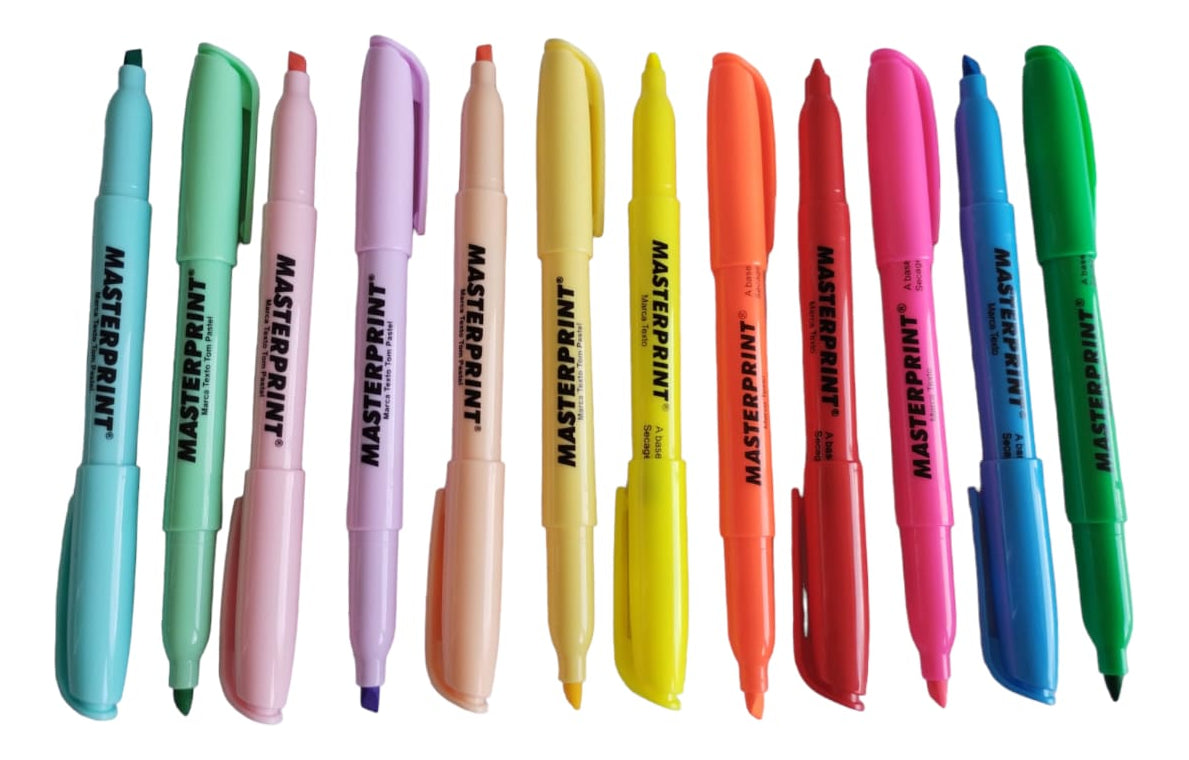 6 Marca Texto Neon + 6 Marca Texto Pastel Masterprint Mp 612