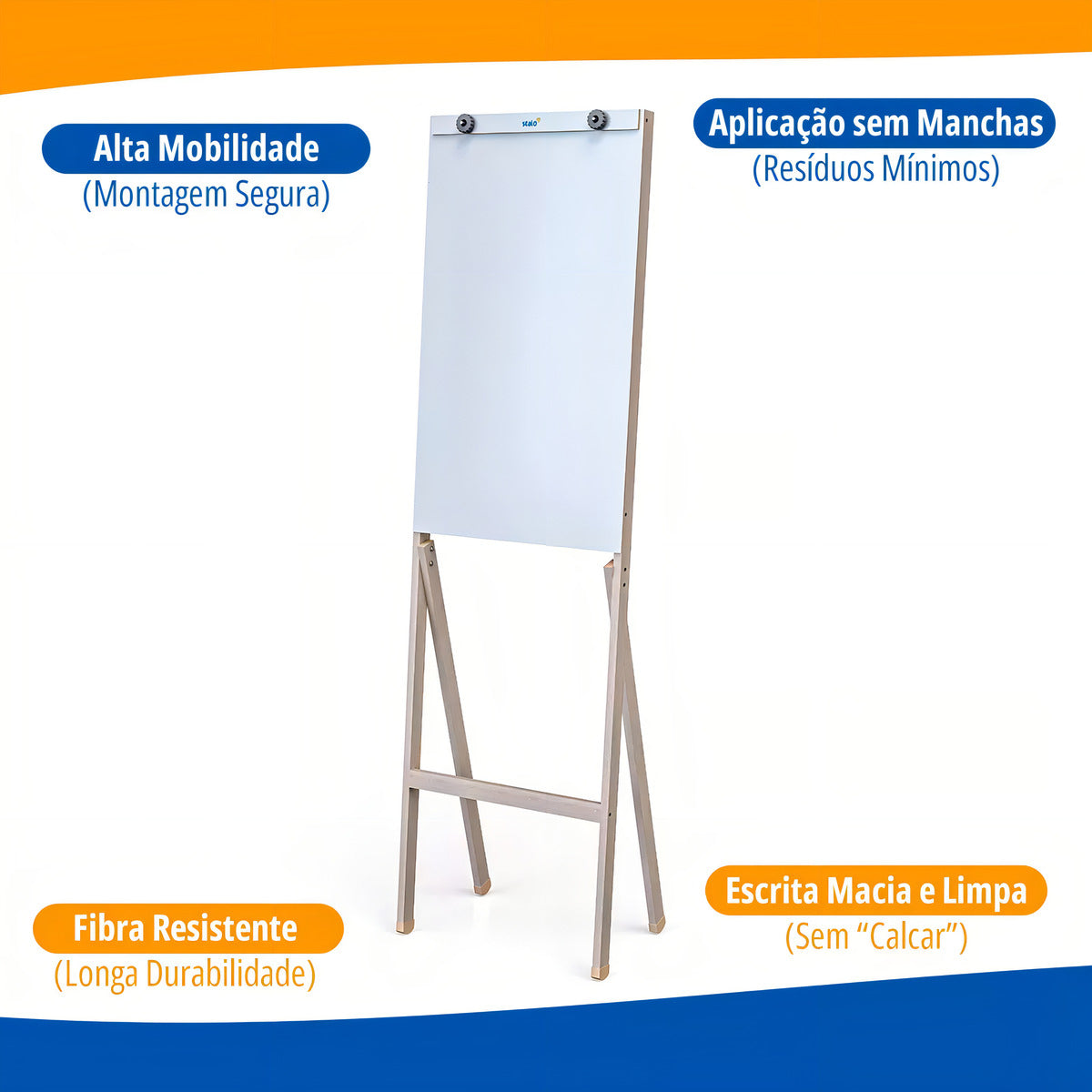 Cavalete Flip Chart Stalo Madeira Branco 1.75m com Pregadores