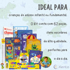 Kit Material Escolar Dinossauros 60pcs Infantil Fundamental