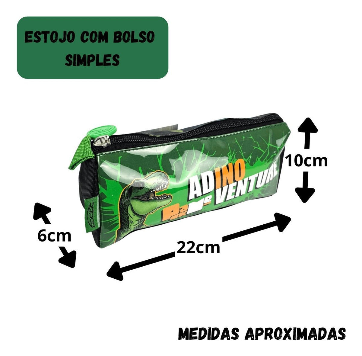 Kit Escolar Infantil Mala Lancheira Estojo Dinossauro T-rex