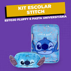 Kit Stitch Infantil Escolar Estojo Fluffy Pasta
