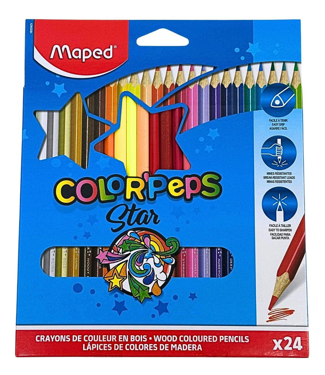 Lápis De Cor C/ 24 Lapis Triangular Color'Peps Star