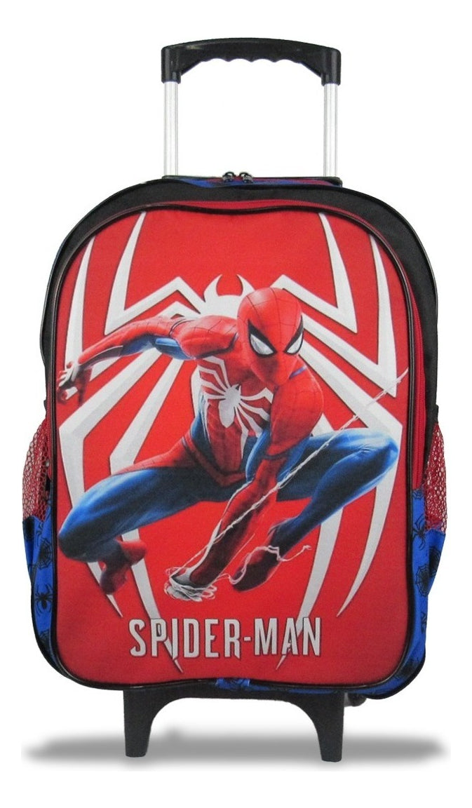 Mochila Escolar Rodinhas SM Homem Aranha Azul 20L Meninos