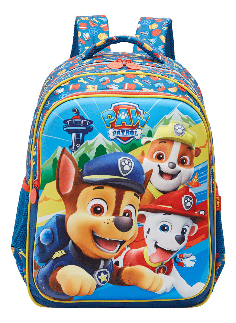 Mochila Escolar Costas Xeryus 16 Patrulha Canina Paw Patrol Alto Relevo Chase Rubble Marshall Azul - Infantil