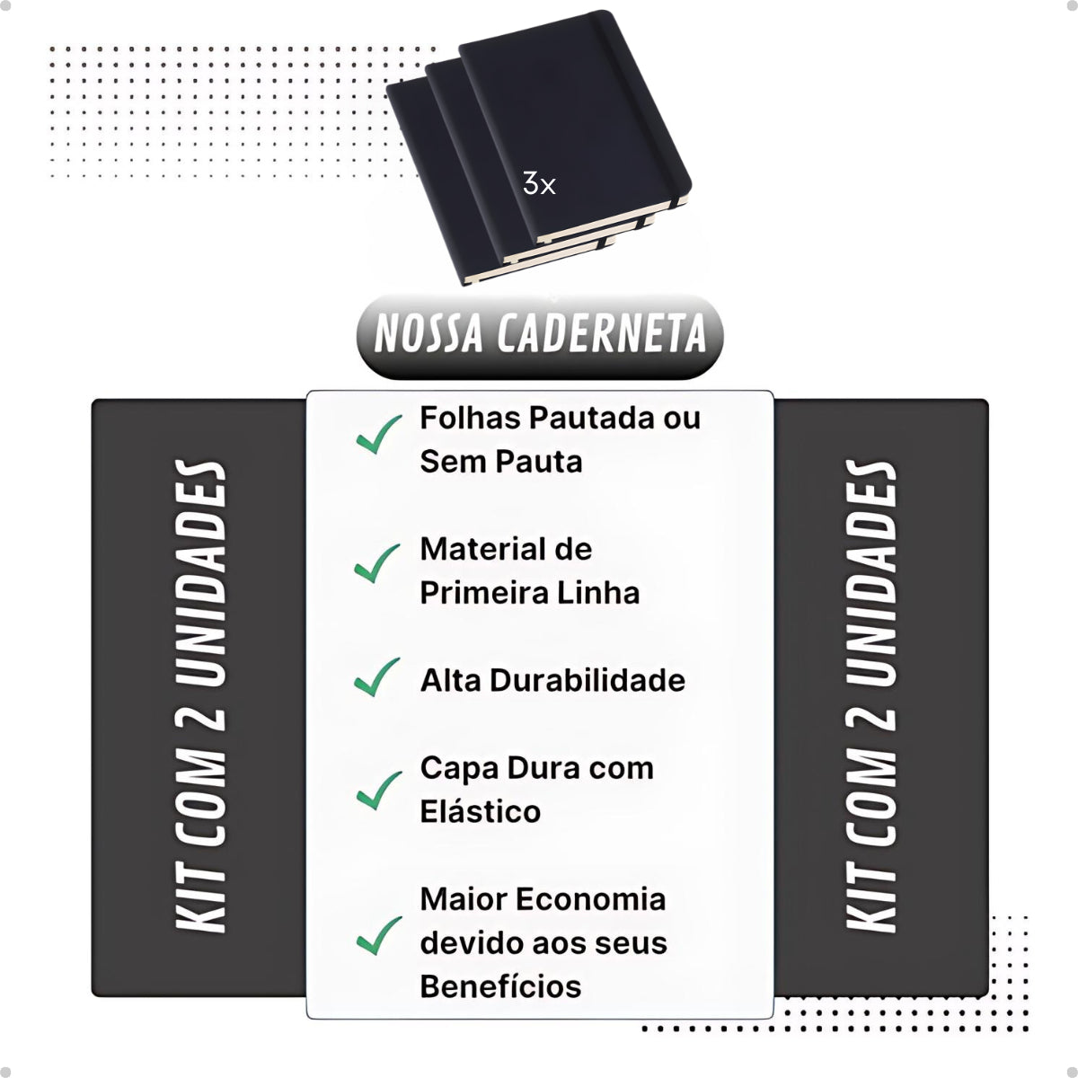 Kit 3 Caderneta Anotação Sketchbook Moleskine Executiva 80 Folhas Sem Pauta