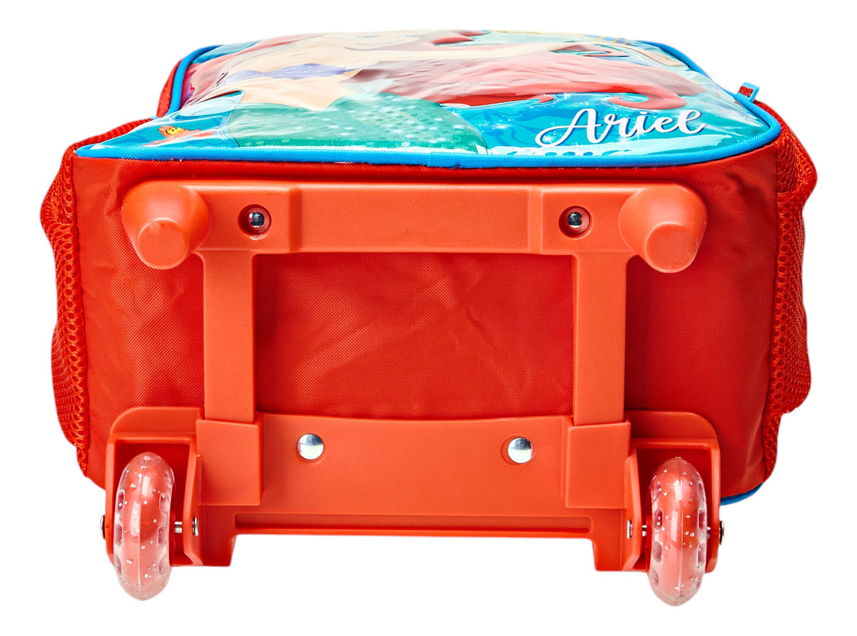 Mochila Infantil com Rodas 1 Bolso Princesa Ariel Xeryus Cor Vermelho