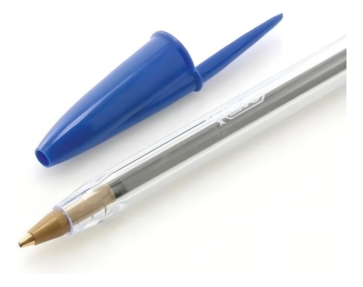 Caneta Bic Azul Esferográfica Cristal 50 Unidades 1.0 Mm Cx Cor do exterior Transparente
