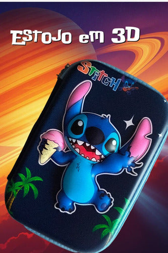 Estojo Escolar Infantil Disney Stitch 72 Lápis Licenciado