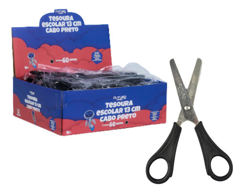 Tesoura Escolar Infantil Sem Ponta Inox 13cm Multiuso