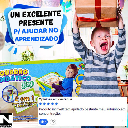 Kit Quadro Desenho Infantil Gizes Coloridos Brinquedo 3 Anos