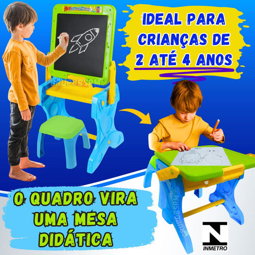 Kit Quadro Desenho Infantil Gizes Coloridos Brinquedo 3 Anos