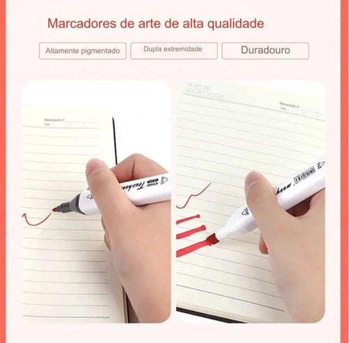 Conjunto Canetinhas Coloridas Com Ponta Dupla - Kit 24 Cores