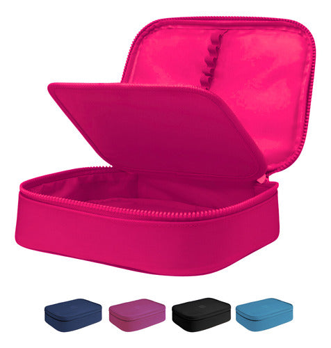 Estojo Escolar Organizador Box Grande Com Divisória Bolsinha