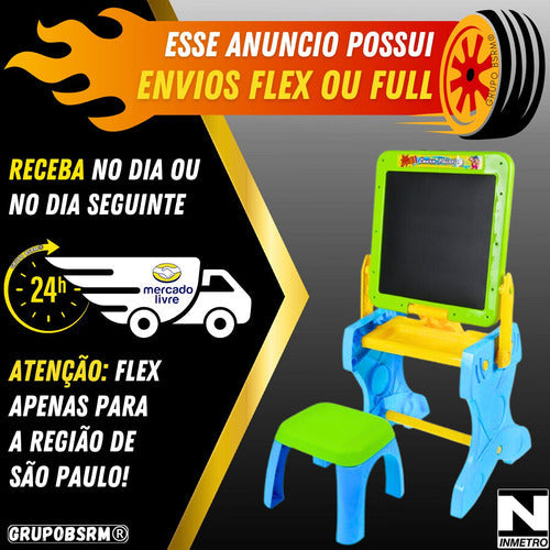 Kit Quadro Desenho Infantil Gizes Coloridos Brinquedo 3 Anos